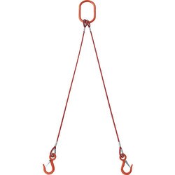 TWSP2P6S1 [TRUSCO 2本吊玉掛ワイヤーロープスリング（カラー被覆付）アルミロックタイプ 赤透明1M]