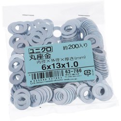 鉄/ユニクロメッキ 丸座金 M6×13×1.0 入数200入 62786