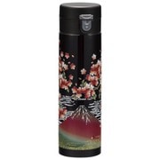 ステンレスボトル（黒） 富士に桜 430ml 6K-145
