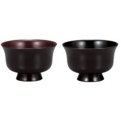 木製 夫婦汁椀 羽反型 溜 桜 宮常作 9A-211