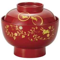 うさぎ唐草 雑煮椀 総朱 3T-211