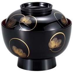 4.5雑煮椀 光輪松 黒内朱 3T-418