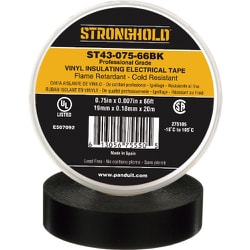 ストロングホールド StrongHoldビニールテープ 耐熱・耐寒・難燃 プロ仕様グレード 黒 幅19.1mm 長さ20m ST43-075-66BK ST43-075-66BK