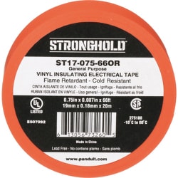 ストロングホールド StrongHoldビニールテープ 一般用途用 オレンジ 幅19.1mm 長さ20m ST17-075-66OR ST17-075-66OR