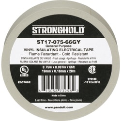 ストロングホールド StrongHoldビニールテープ 一般用途用 グレー 幅19.1mm 長さ20m ST17-075-66GY ST17-075-66GY