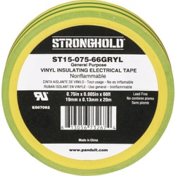 ストロングホールド StrongHoldビニールテープ 一般用途用 イエロー/グリーン 幅19.1mm 長さ20m ST15-075-66GRYL ST15-075-66GRYL