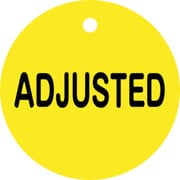 151140 [緑十字 バルブ開閉札 ADJUSTED（黄） 特15-138 50mmΦ 両面表示 PET]