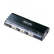 USB ハブ ドック マグネット付き USB2.0×4ポート ケーブル長1.8m 電源付き セルフ/バスパワー両対応 ブラック USB-HUB225GBKN