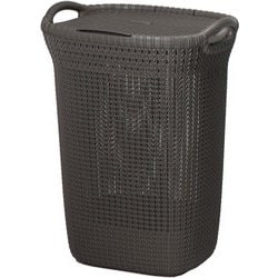 ニットランドリーふた付きバスケット 57L ブラウン CV-303