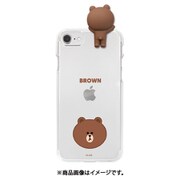 KCE-CSB095iSE3 [iPhone SE（第3世代）/SE（第2世代）/8/7/6s/6用 フィギュア付きソフトクリアケース LINE FRIENDS ブラウン]