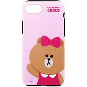 KCL-LBA015iSE3 [iPhone SE（第3世代）/SE（第2世代）/8/7/6s/6用 デュアルガード ベーシック LINE FRIENDS チョコ]