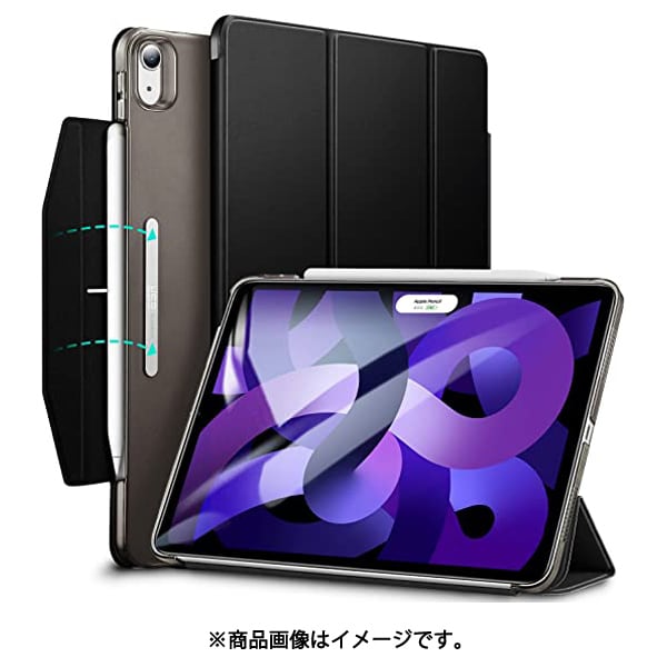 ESR Ascend Trifold with Clasp for iPad Air（第5世代）/Air（第4世代） [三つ折りスマートケース Pencil 2収納可能 Frosted Black]