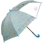 子供傘 女児ハート＆スター柄 45cm 手開き式 透明窓つき サックス 1321