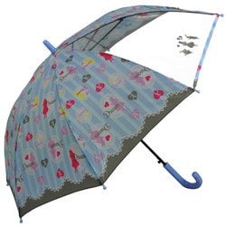 子供用傘 女児 1コマPOE アリス 50cm ジャンプ式 透明窓つき サックス 1326