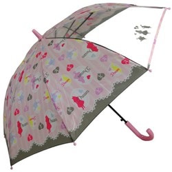 子供用傘 女児 1コマPOE アリス 50cm ジャンプ式 透明窓つき ピンク 1326