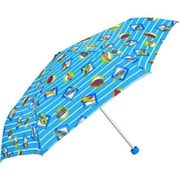 子供用折りたたみ傘 男児 軽量ミニ のりもの 50cm 手開き式 安全ロクロ(指を挟まない) サックス 5155