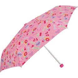 子供用折りたたみ傘 女児 軽量ミニ スイーツハート 50cm 手開き式 安全ロクロ（指を挟まない） ピンク 5195