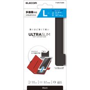 P-05PLFUSBK [スマホケース 汎用 マルチケース Lサイズ レザー 手帳型 薄型 軽量 ストラップホール付 ブラック]