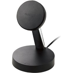 ワイヤレス充電器 7.5W マグネット式 スタンドタイプ 縦置き/横置き両対応 1.5m ブラック W-MS02BK