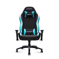 ゲーミングチェア PINONシリーズ クッションタイプ ランバーサポート ファブリック素材（黒色部）/PUレザー（カラーリング部） スカイブルー PINON-SKYBLUE