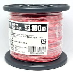 UL1007AWG24アカ L-100 [耐熱絶縁ビニル電線 100m巻 赤]