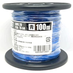 UL1007AWG28アオ L-100 [耐熱絶縁ビニル電線 100m巻 青]