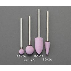 EA819BC-2A [10×20mm/3mm軸 軸付砥石（砲弾型/薄赤）]