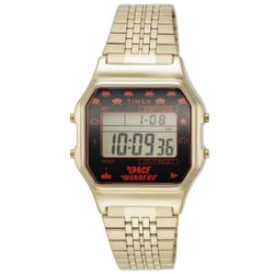 Classic Digital TIMEX 80 Space Invaders ゴールド ユニセックス メタルベルト 正規品 1年保証 TW2V30100
