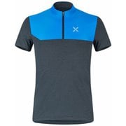 マウンテン ジップ ティーシャツ MOUNTAIN ZIP T-SHIRT MTZN36X 9226 チャコールグレー/ブルー Sサイズ [アウトドア カットソー メンズ]