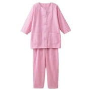 綿100％涼やかクルーネックパジャマ ピンク M