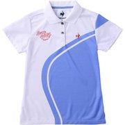 QGWTJA01 BL S [ゴルフシャツ レディース 防花粉バイカラー半袖ポロシャツ Sサイズ ブルー]