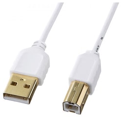 極細USBケーブル（USB2.0 A-Bタイプ） 1m 白 KU20-SL10WK