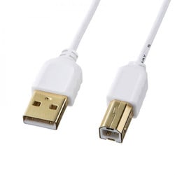 極細USBケーブル（USB2.0 A-Bタイプ） 2.5m 白 KU20-SL25WK