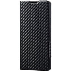 PM-S221PLFUCB [AQUOS sense6s（SHG07）/sense6（SH-54B SHG05）用 手帳型レザーケース/TPU/マグネット/フラップ/スリム/衝撃吸収/超軽量/薄型/カーボン調ブラック]
