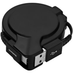 USB Type-A to USB Type-C 片側だけ引き出せる巻き取り式ケーブル katamaki 75cm ブラック OWL-CBKRPAC75-BK
