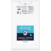 ゴミ袋 nocoo 業務用 白半透明 90L 容量表記入り シャカシャカ素材 10枚入 90×100cm 厚さ0.028mm CHT95
