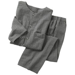 メンズ 涼快 クルーネック 7分袖 パジャマ グレー L