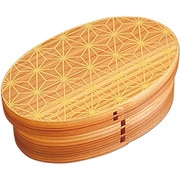 S21-33-1s [弁当箱 曲げわっぱ 400ml 1段 小判 麻の葉 ウレタン塗装 イエロー]