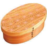 弁当箱 曲げわっぱ 400ml 1段 小判 麻の葉 ウレタン塗装 ピンク S21-33-3s