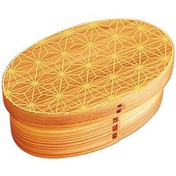 弁当箱 曲げわっぱ 400ml 1段 小判 麻の葉 ウレタン塗装 オレンジ S21-33-5s