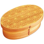 S21-33-5s [弁当箱 曲げわっぱ 400ml 1段 小判 麻の葉 ウレタン塗装 オレンジ]