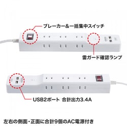 ヨドバシ.com - サンワサプライ SANWA SUPPLY TAP-B103U-2WN [USB充電