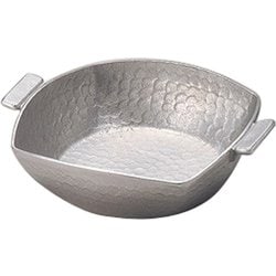 手付 四角 槌目鍋（白仕上） 20cm 30171