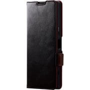 PM-X221PLFYBK [Xperia 1 IV 用 レザーケース/手帳型/ステッチ/耐衝撃/磁石付き/ブラック]