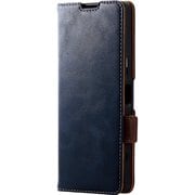 PM-X221PLFYNV [Xperia 1 IV 用 レザーケース/手帳型/ステッチ/耐衝撃/磁石付き/ネイビー]