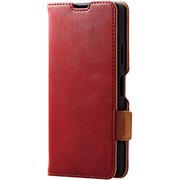 PM-X223PLFYRD [Xperia Ace III 用 レザーケース/手帳型/ステッチ/耐衝撃/磁石付き/レッド]