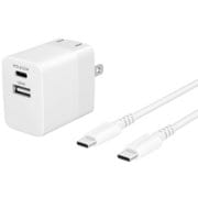 最大20W PD3.0 USB Type-C+A 2ポート AC充電器 温度センサー搭載 超タフUSB Type-C to C ケーブル(1.2m)セット ホワイト OWL-APD20ACC12-WH