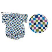 ベビー（baby）ロンパース甚平（じんべい）サイズ：80 市松柄（ブルー） 6823759-080-05-5