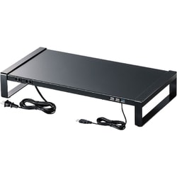 電源タップ＋USBハブ付き机上ラック W500 ブラック MR-LC204BKN