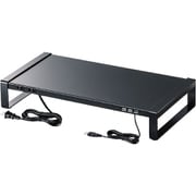 電源タップ+USBハブ付き机上ラック W500 ブラック MR-LC204BKN